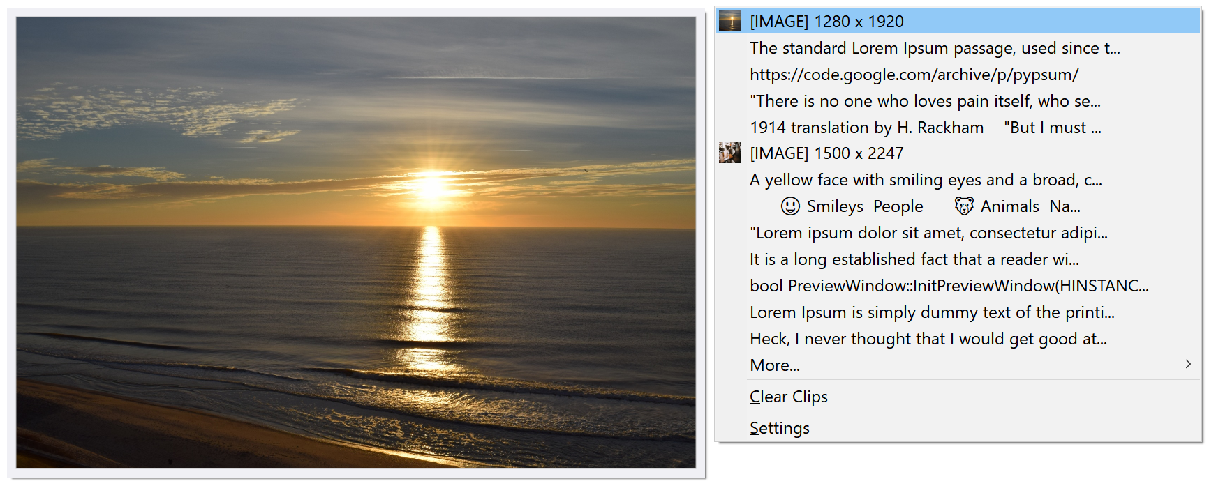 Demonstration of an image saved in Winclipper